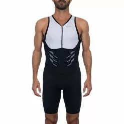 ROKA Tri Suits Men's Gen II Elite Aero Sleeveless Tri Suit - White/Black