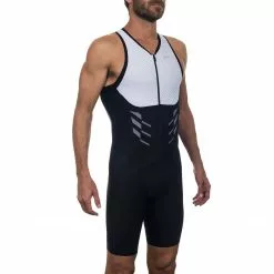 ROKA Tri Suits Men's Gen II Elite Aero Sleeveless Tri Suit - White/Black