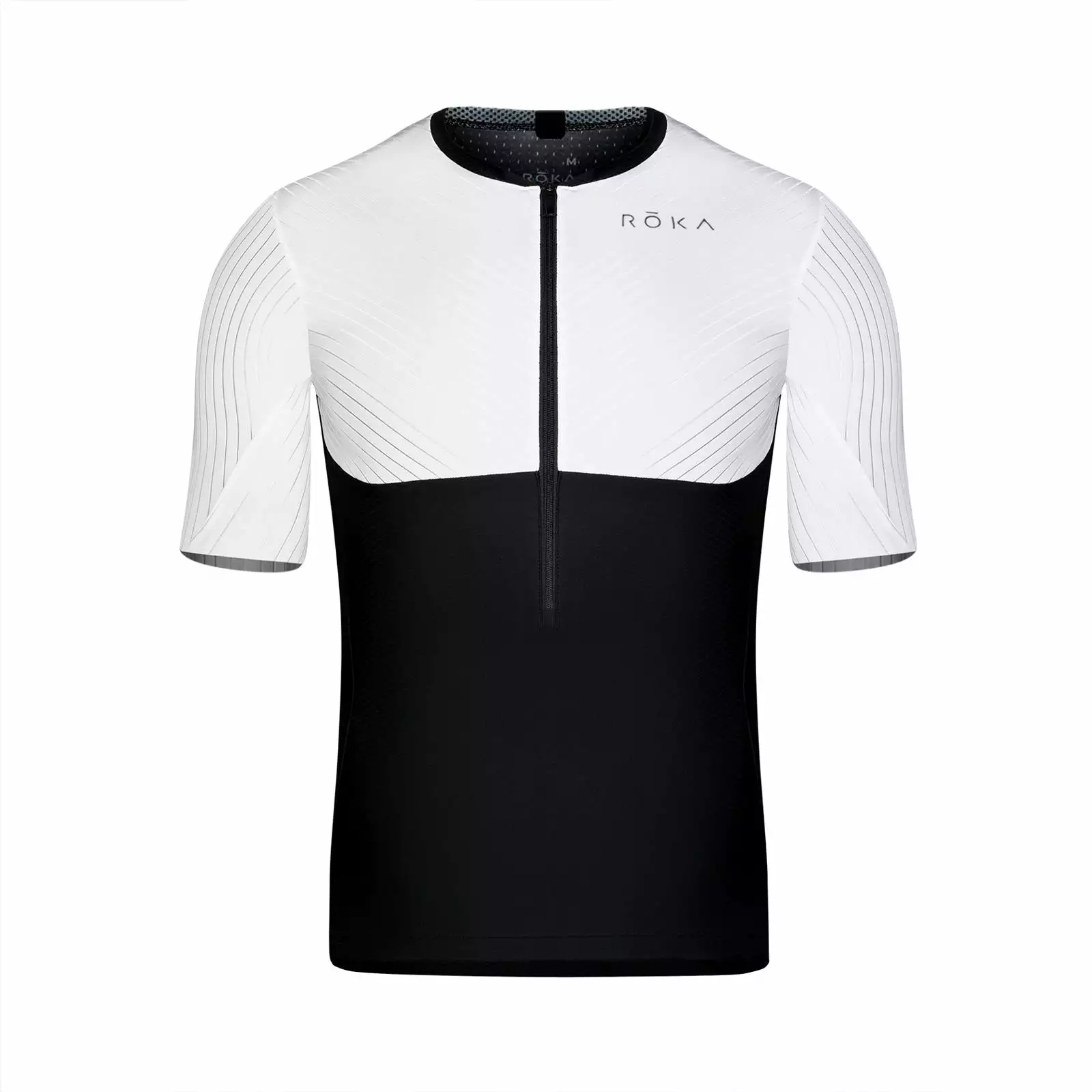 ROKA Men's Gen II Elite Aero Short Sleeve Tri Top - White/Black 1 ROKA Men's Gen II Elite Aero Short Sleeve Tri Top - White/Black
